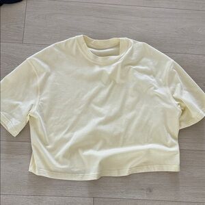 lululemon athletica Pale Yellow Cropped Crew Tee